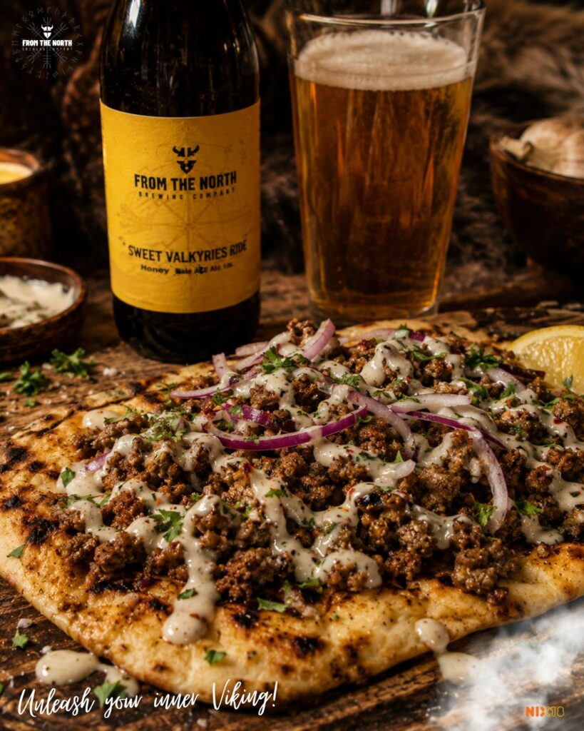 Viking flatbread met Sweet Valkyries ride van From The North Brewing